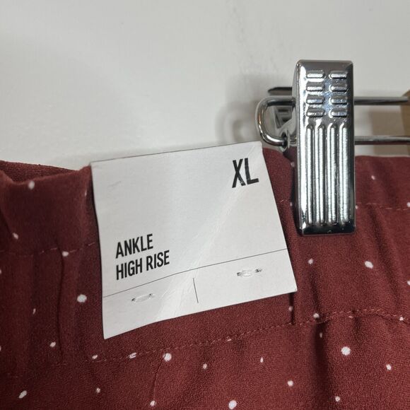 Express Polka Dot Ankle High Rise Pants Rust Womens XL Paperbag Elastic Waist - Picture 7 of 10